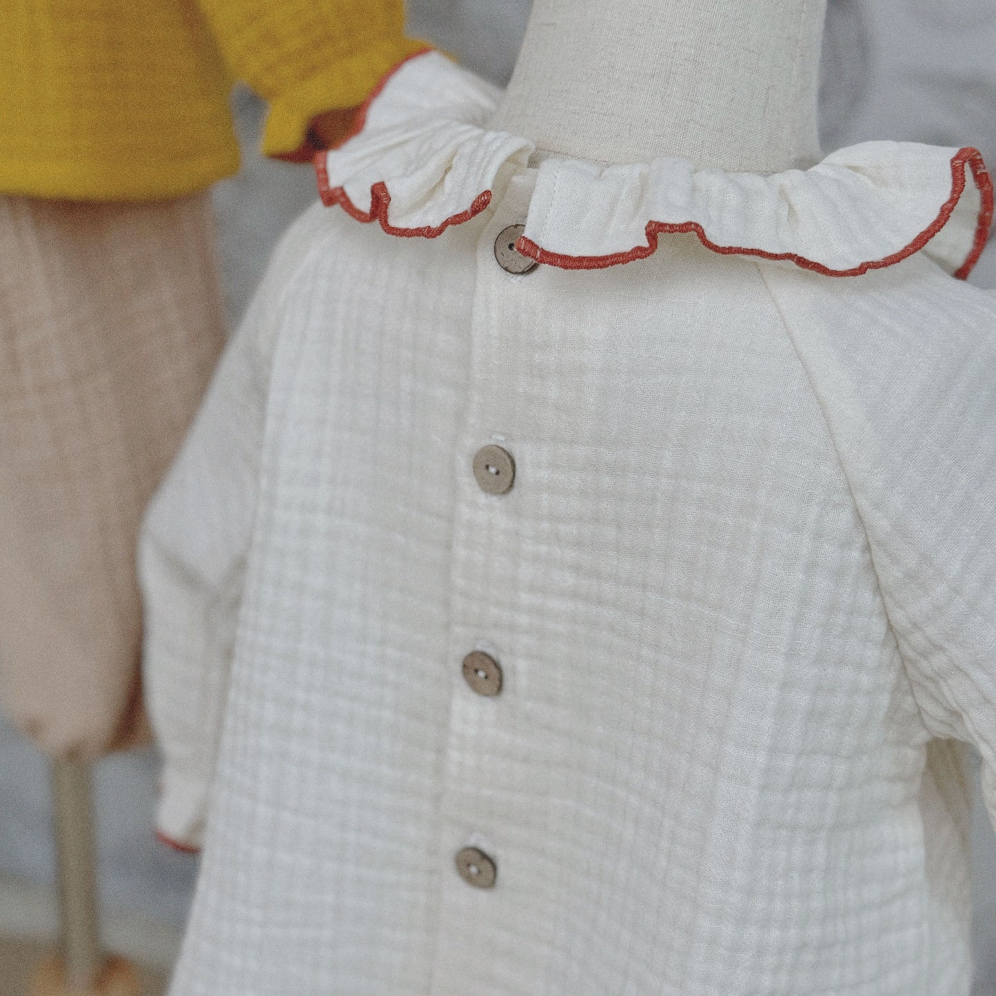 12M-6Y Girls Ruffle Collar Long-Sleeve Blouse | Button-Back Design | 10+ Colors