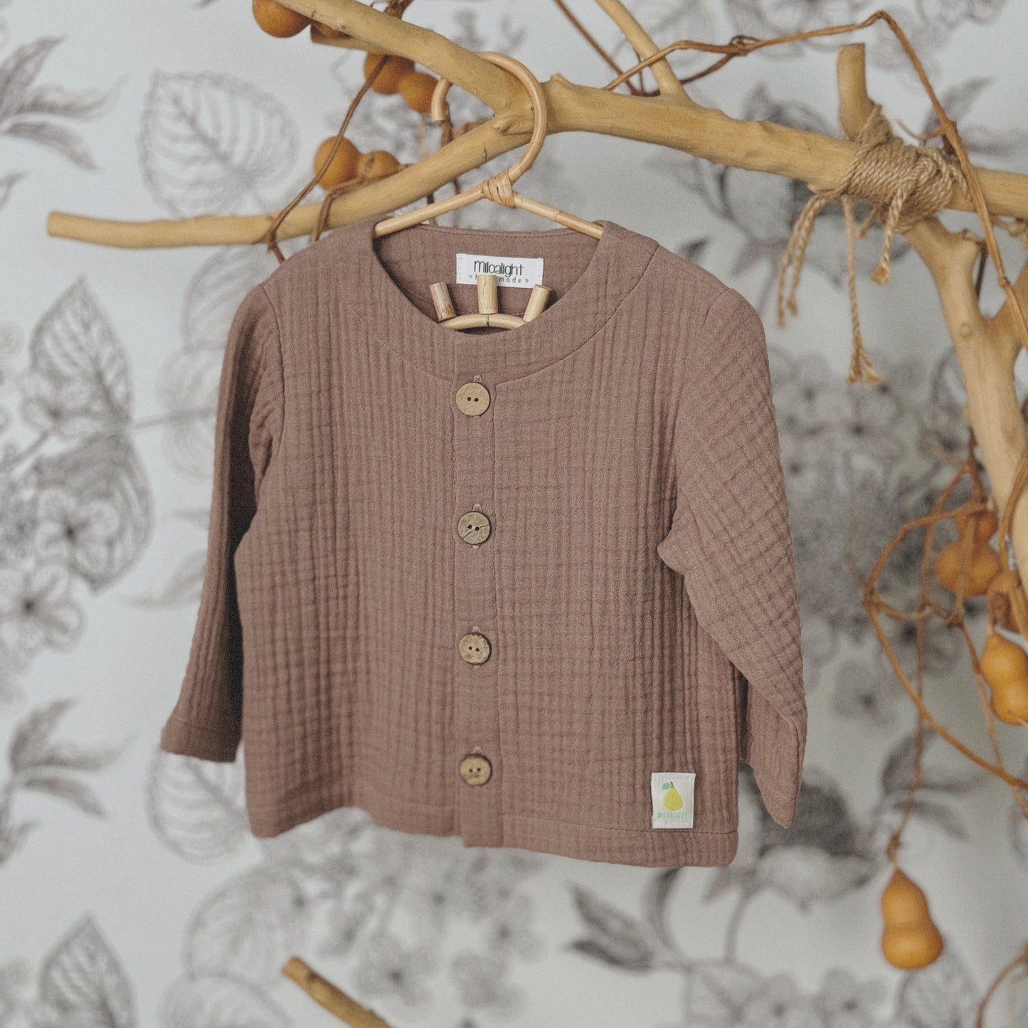 12M-6Y Cotton Gauze Button Jacket | Unisex Top & Outerwear Layer