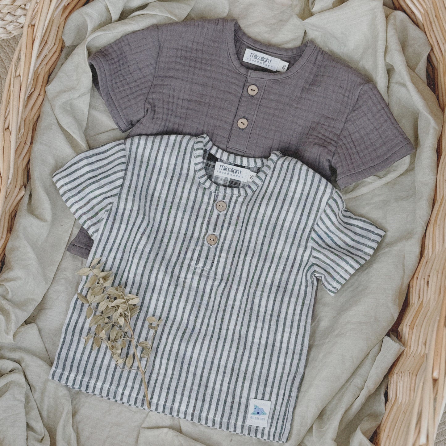 9M–6Y Boy’s Cotton Gauze Henley Top | Coconut Buttons & Relaxed Fit