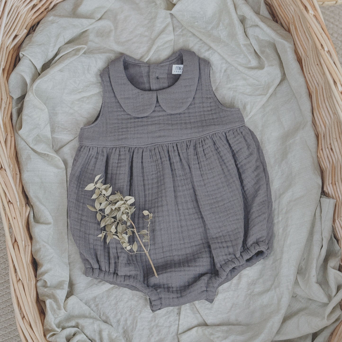 3M-3Y Baby Romper with Peter Pan Collar | Triple-Layer Cotton Gauze | 10+ Colors