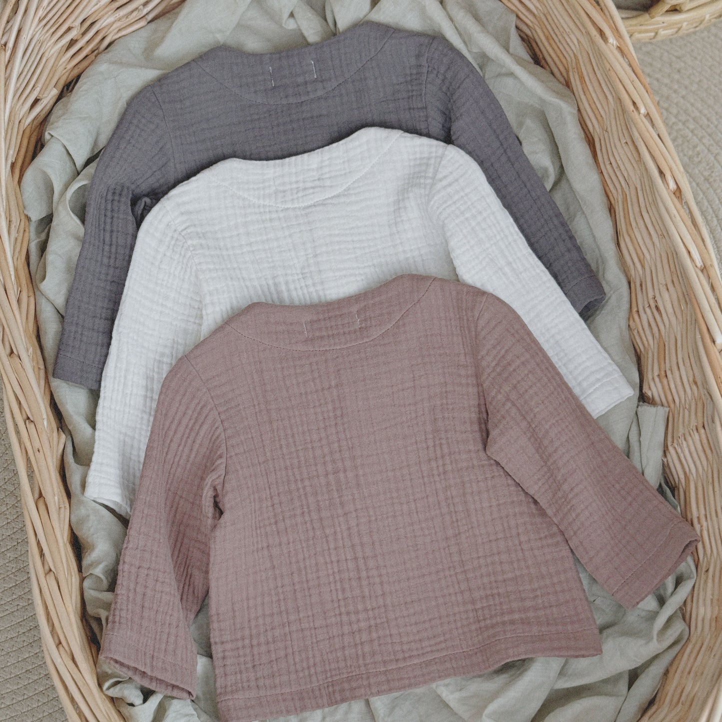12M-6Y Cotton Gauze Button Jacket | Unisex Top & Outerwear Layer
