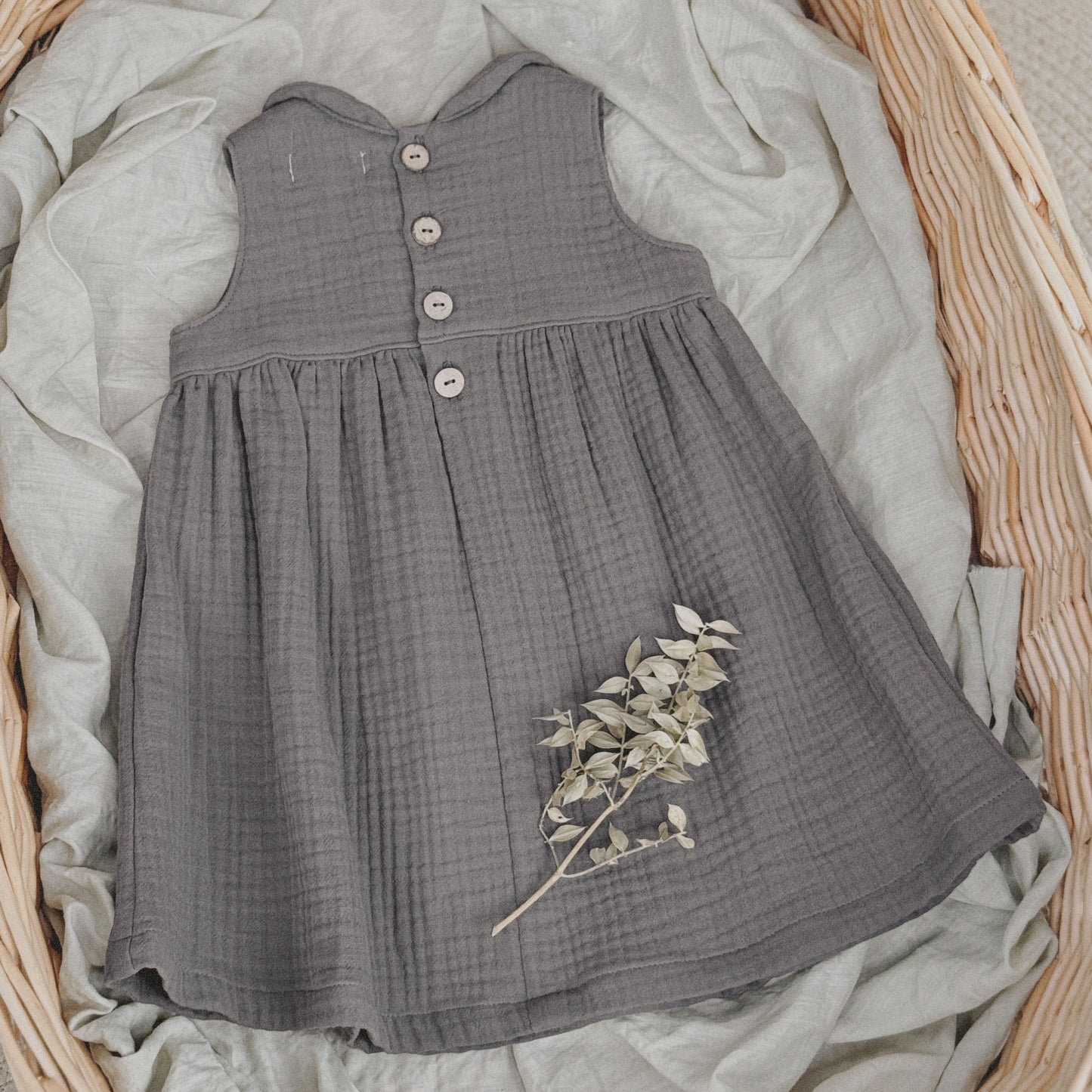 9M-6Y Sleeveless Cotton Gauze Dress | Peter Pan Collar Baby & Girl Dress