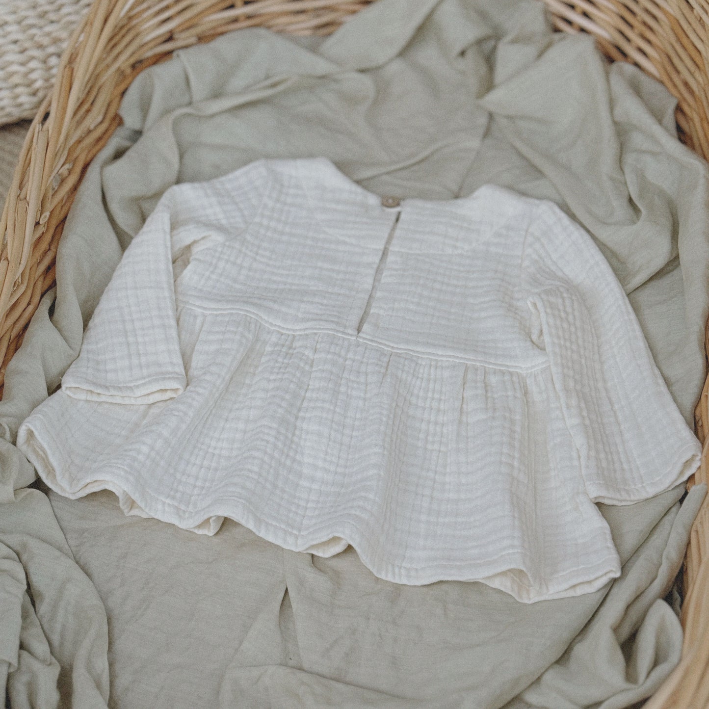12M-6Y Baby Doll Top with Coconut Buttons | Flowy Cotton Gauze | 10+ Colors