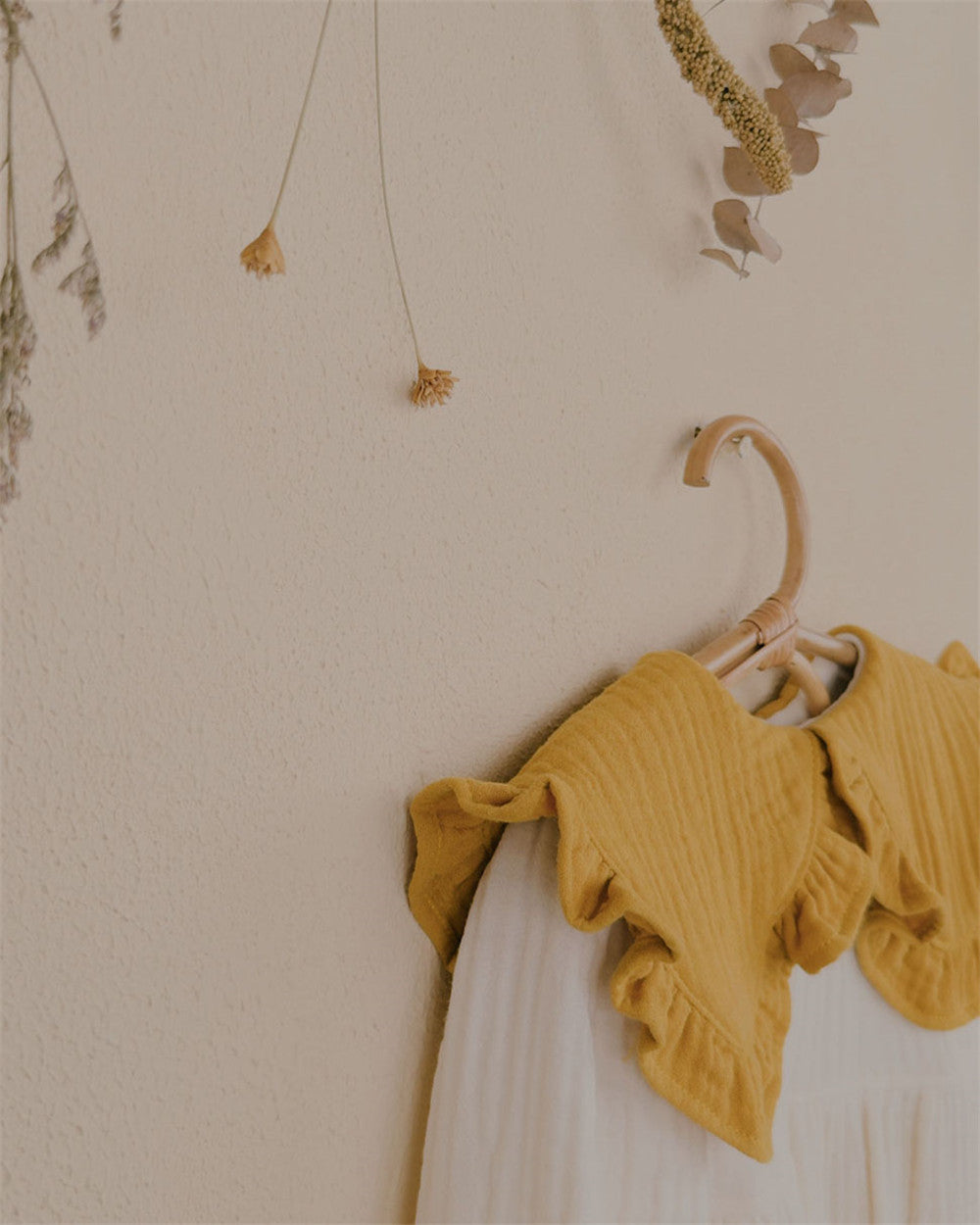 3M–24M Color-Block Cotton Gauze Romper | Mustard Collar & Cream Body