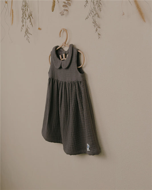 9M-6Y  Sleeveless Cotton Gauze Dress | Peter Pan Collar Baby & Girl Dress