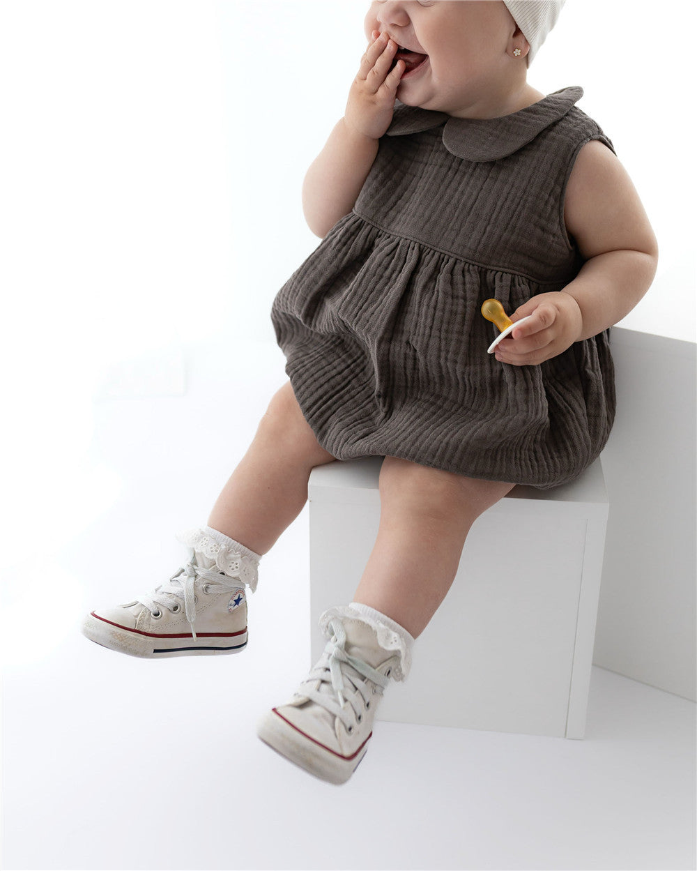 3M-3Y Cotton Gauze Baby Romper with Baby Doll Collar | Lightweight and Breezy for Summer