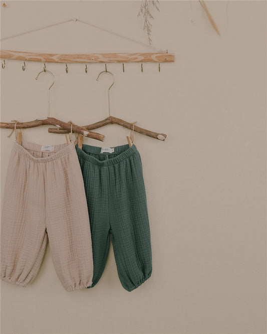 12M–6Y Loose Cotton Pants for Kids – Comfy Fit with Gathered Hem