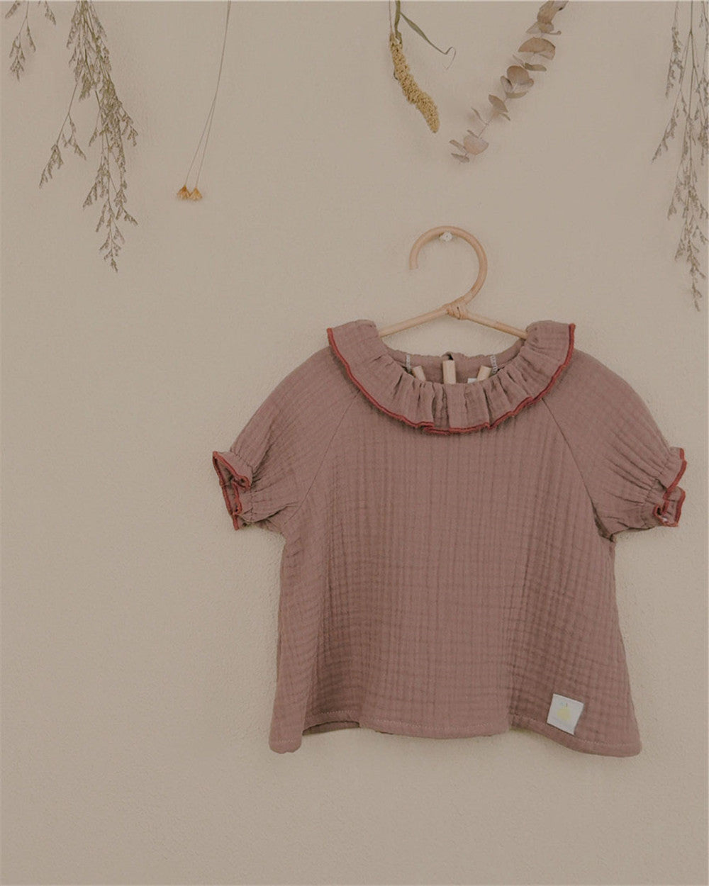 9M–6Y Coral-Trimmed Ruffled Collar Baby Top | Sweet and Practical for Every Day