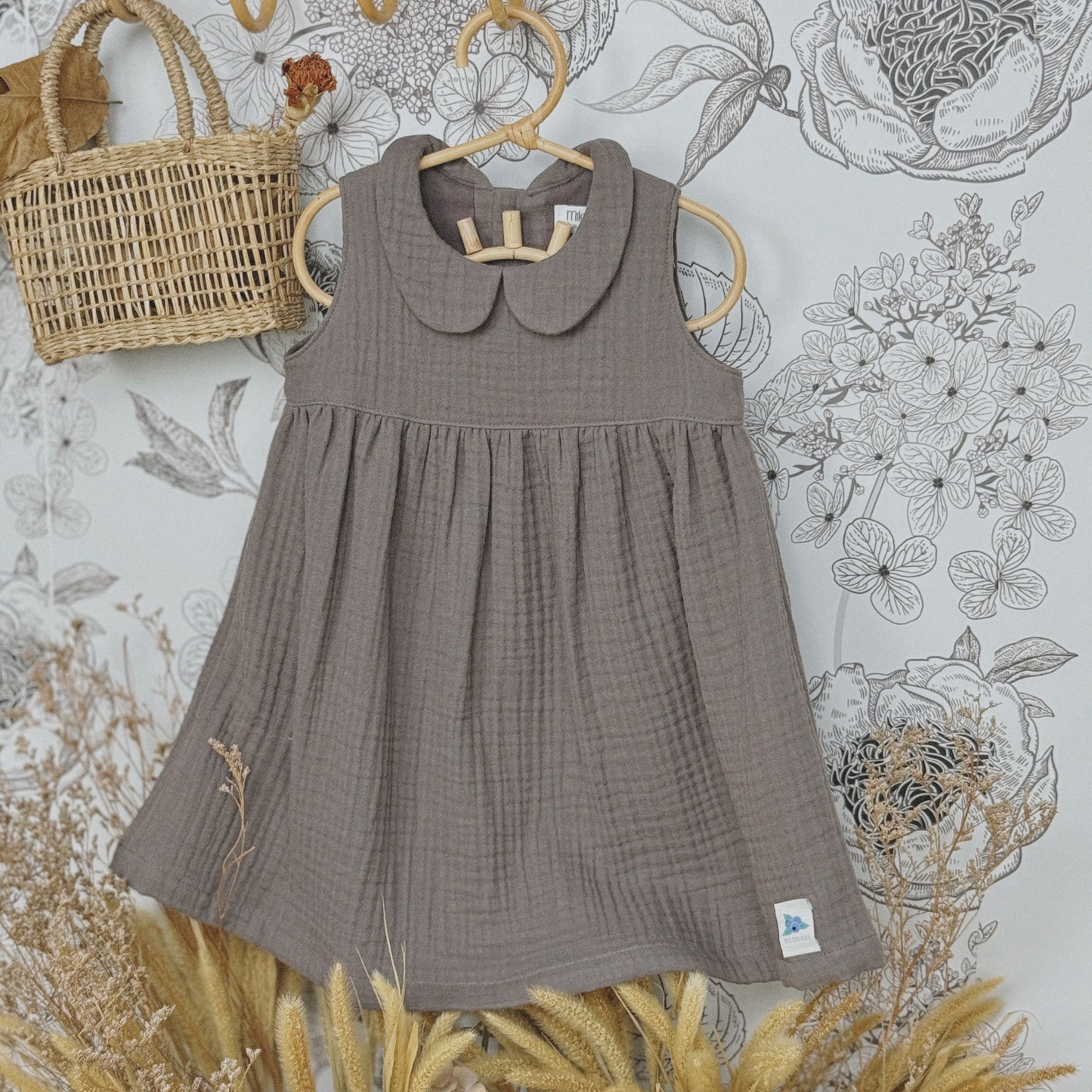9M-6Y  Sleeveless Cotton Gauze Dress | Peter Pan Collar Baby & Girl Dress