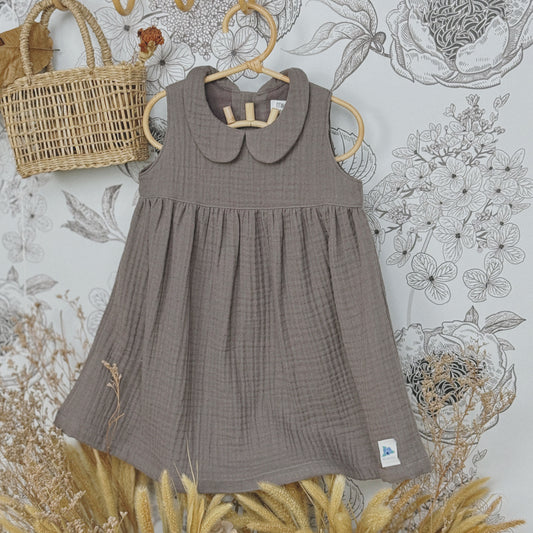 9M-6Y  Sleeveless Cotton Gauze Dress | Peter Pan Collar Baby & Girl Dress