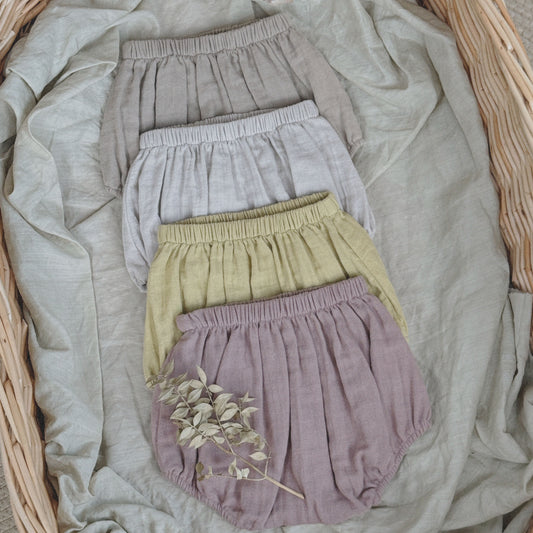 6M–3Y Cotton Gauze Bloomers | Soft, Airy, Everyday Baby Shorts
