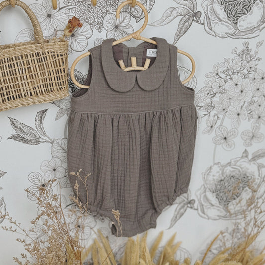 3M-3Y Baby Romper with Peter Pan Collar | Triple-Layer Cotton Gauze | 10+ Colors