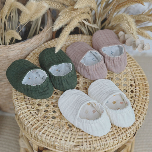 0-4Y Baby Soft Cotton Gauze Shoes | Organic Cotton Lining | 10+ Colors