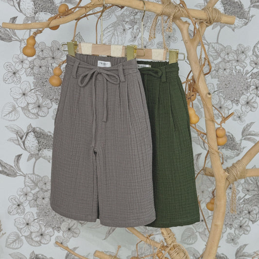 12M–6Y Kids’ Stylish Gauze Pants | Elastic Back + Tie Waist