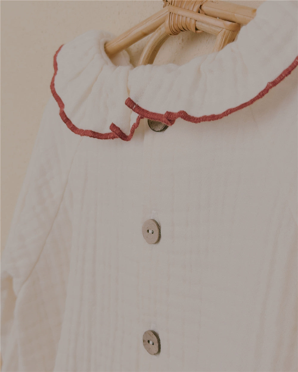 12M-6Y Girls Ruffle Collar Long-Sleeve Blouse | Button-Back Design | 10+ Colors