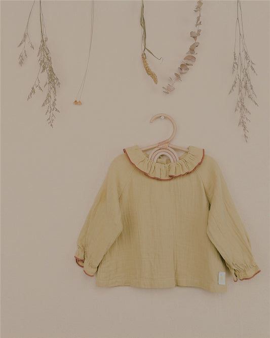 9M–6Y Soft Ruffle Collar Long Sleeve Top | Adjustable Detail and Comfortable Fit