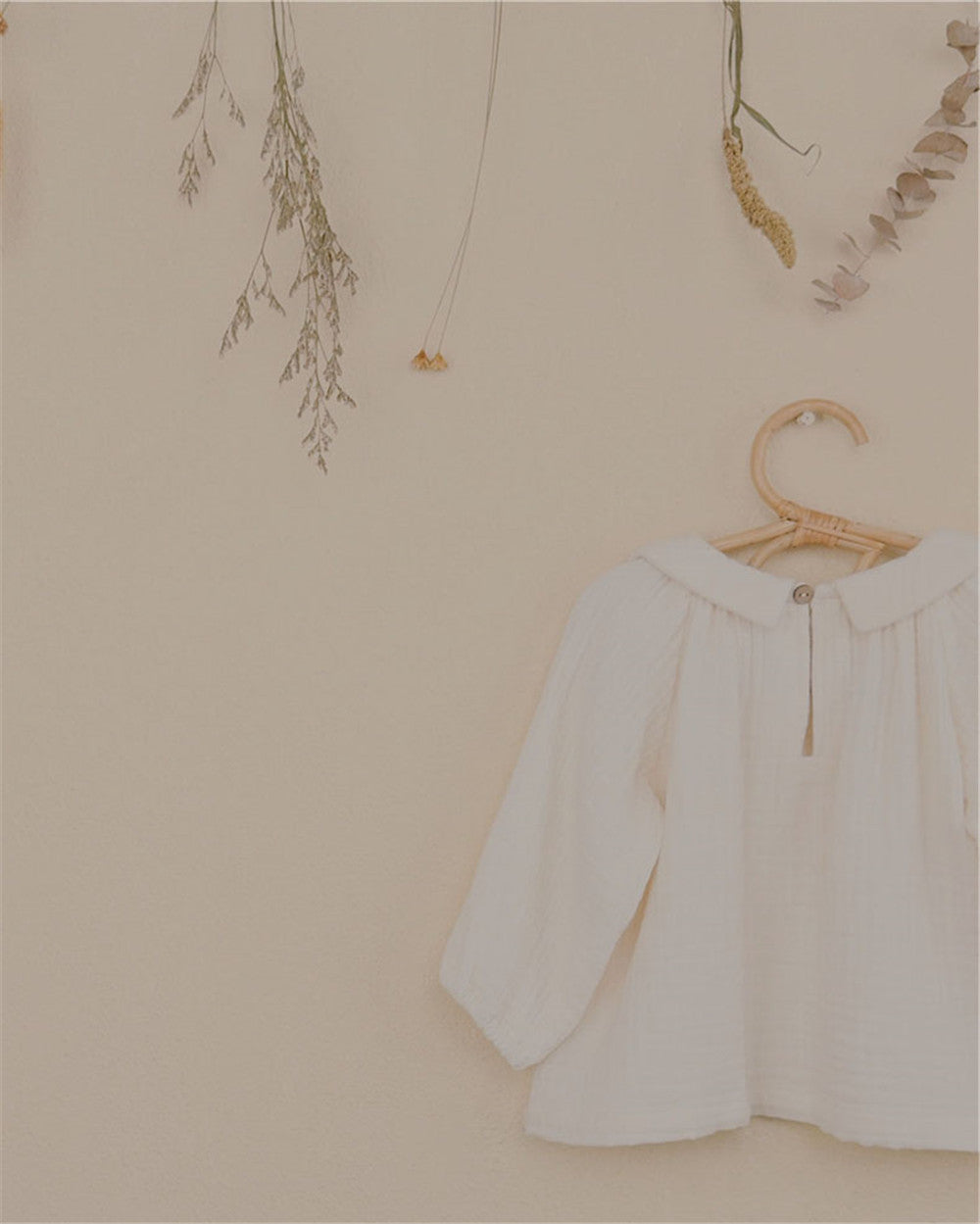 9M–6Y Cotton Gauze Blouse | Peter Pan Collar in Olive Green & Cream