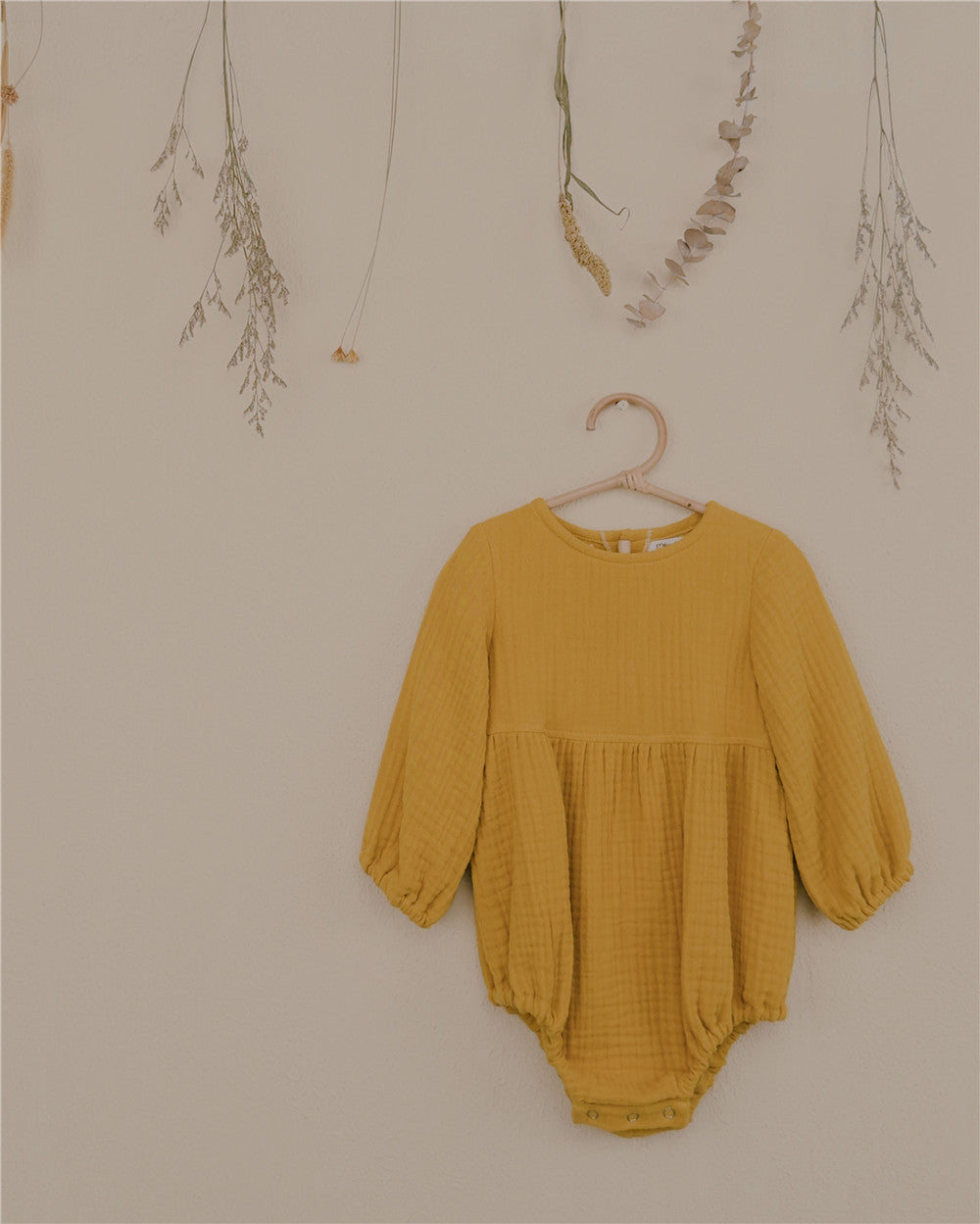 6M–3Y Mustard Yellow Basic Long Sleeve Onesie | Simple, Comfortable, and Easy to Wear