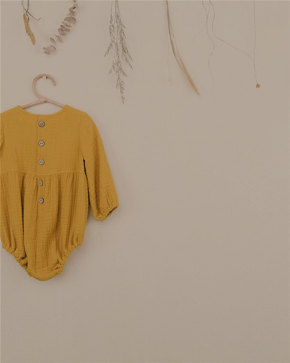 6M–3Y Mustard Yellow Basic Long Sleeve Onesie | Simple, Comfortable, and Easy to Wear