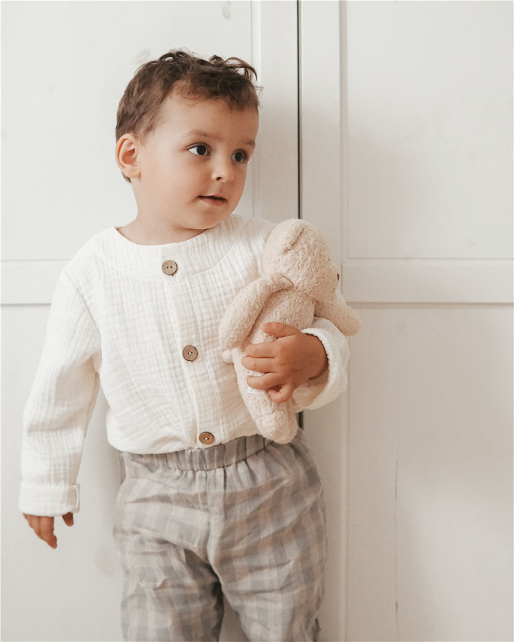 12M-6Y Cotton Gauze Button Jacket | Unisex Top & Outerwear Layer
