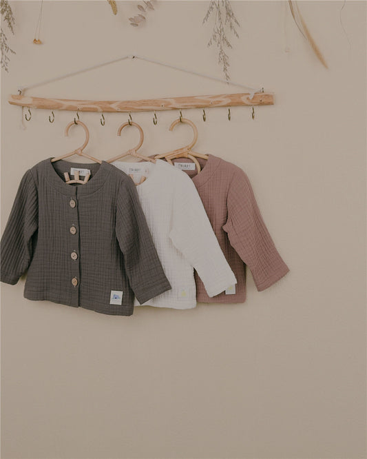 12M-6Y Cotton Gauze Button Jacket | Unisex Top & Outerwear Layer