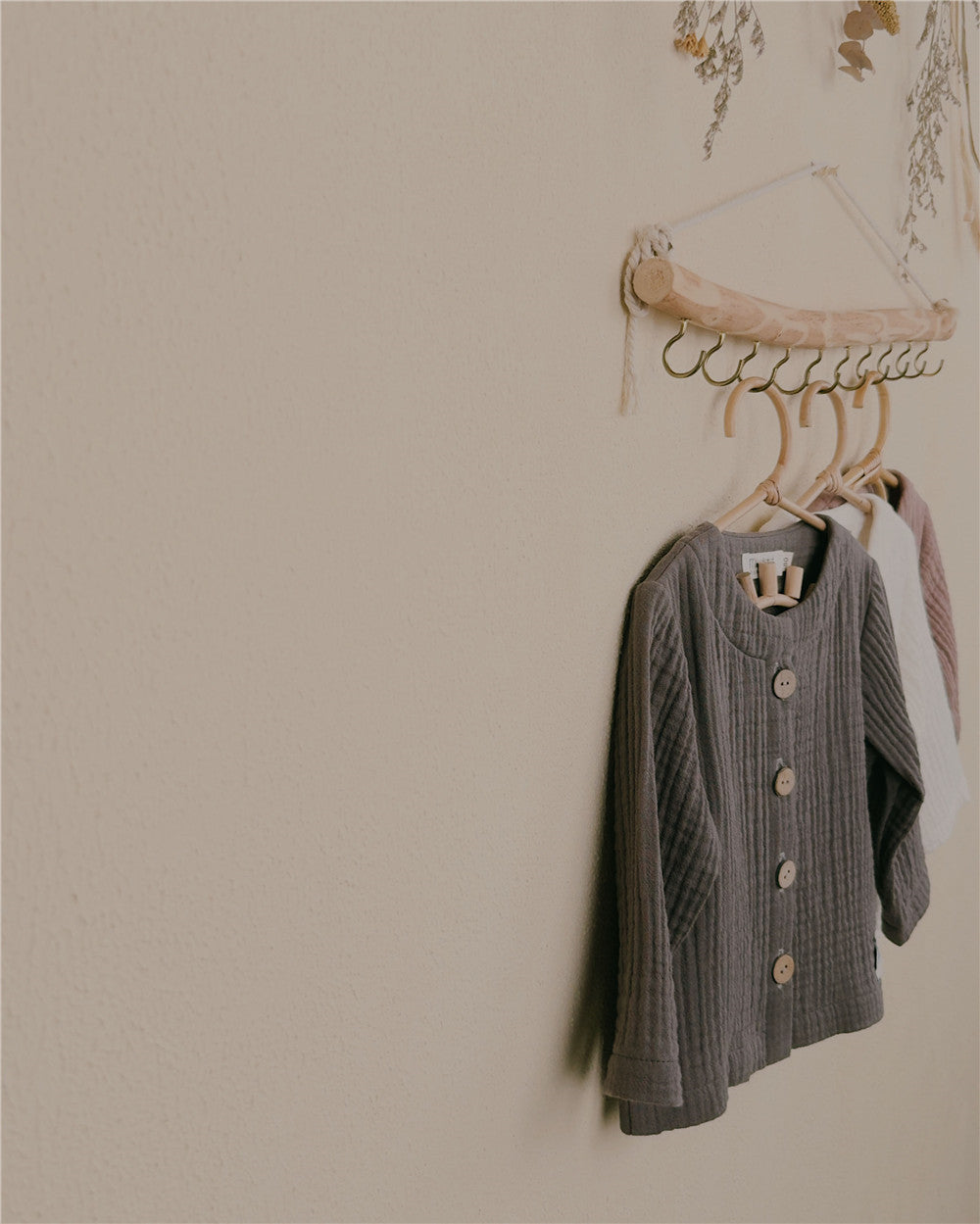 12M-6Y Cotton Gauze Button Jacket | Unisex Top & Outerwear Layer