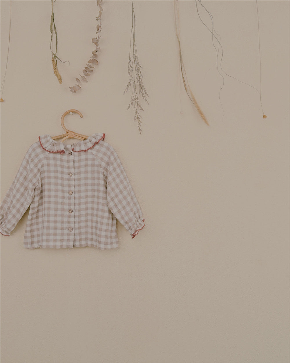 9M–6Y Check Ruffle Collar Long Sleeve Top | Adjustable Detail and Comfortable Fit