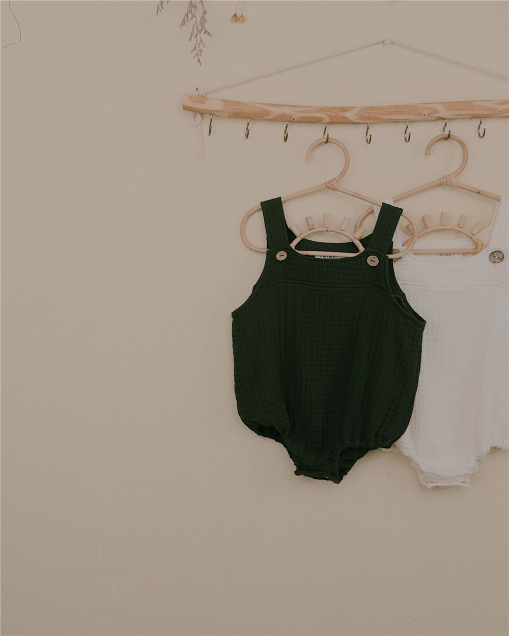 6M–3Y Cotton Gauze Baby Romper | Adjustable Straps & Easy Snap Closure for Diaper Changes