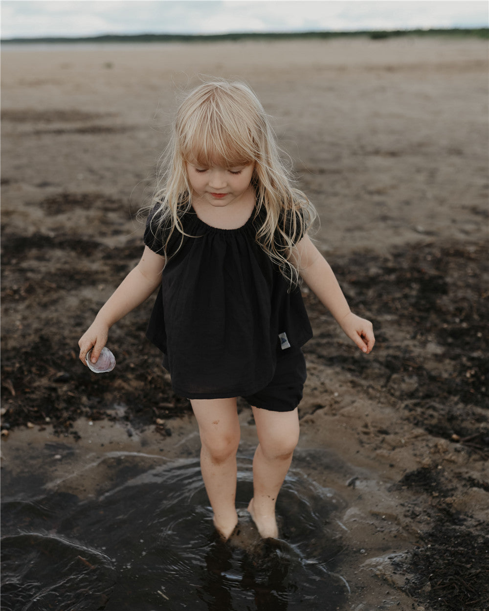 9M–6Y Deep Charcoal Cotton Summer Set | Lightweight Loose-fit Outfit