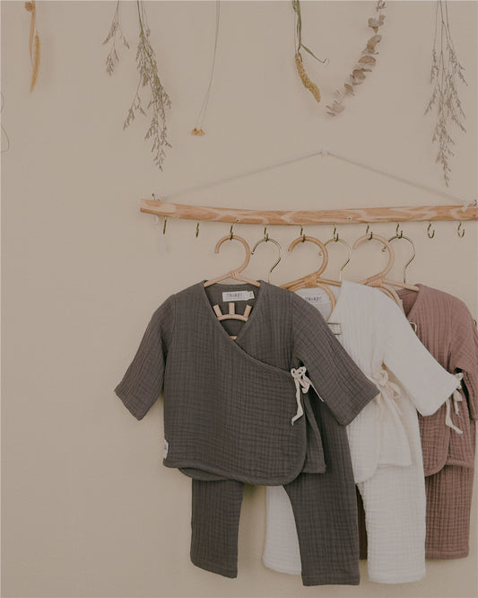 3M-3YCotton Gauze Baby Kimono Set | Soft, Comfortable, and Perfect for Diaper Wear