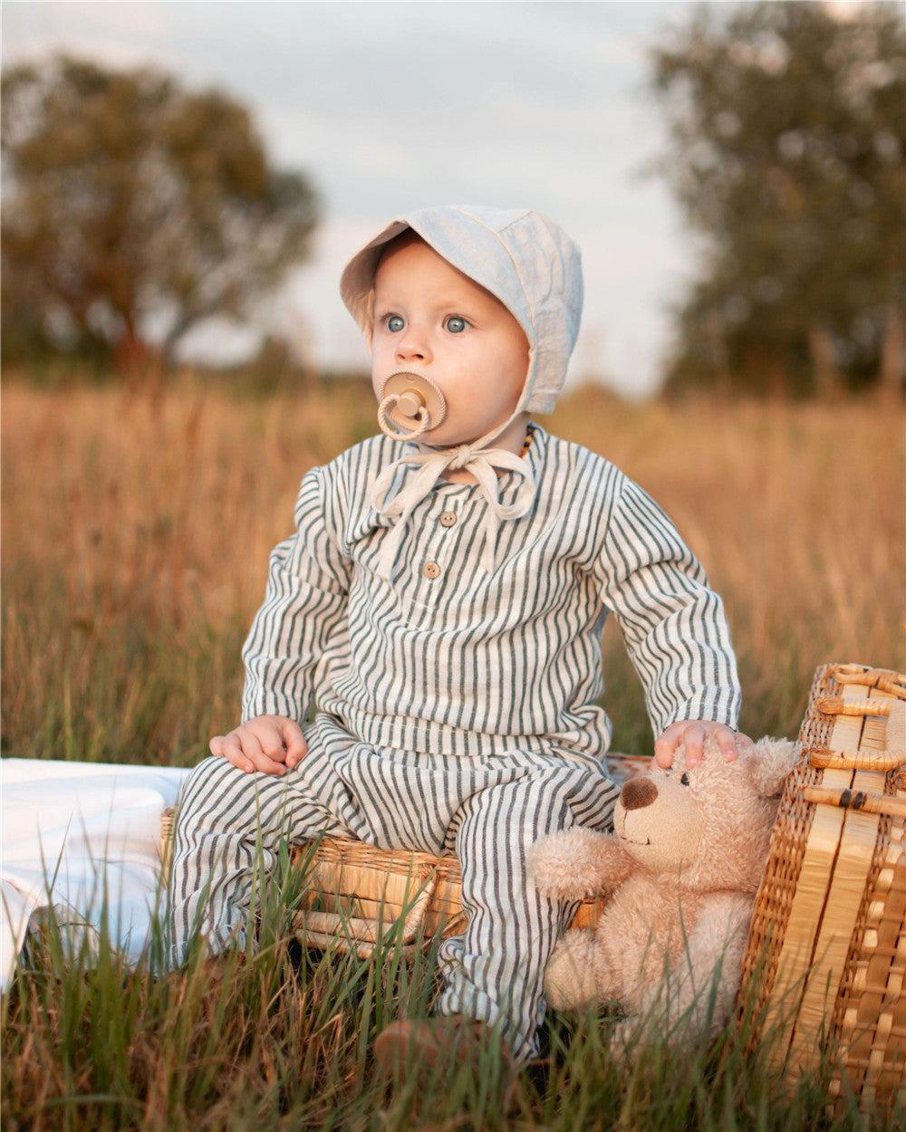 9M-6Y Baby & Toddler Boys Striped Cotton Gauze Henley Top | Lightweight Breathable Long Sleeve Shirt 🌿