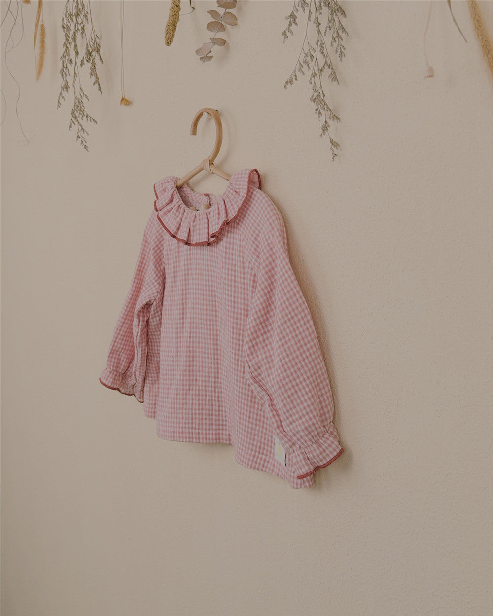 9M–6Y Gingham Ruffle Collar Long Sleeve Top | Adjustable Detail and Comfortable Fit