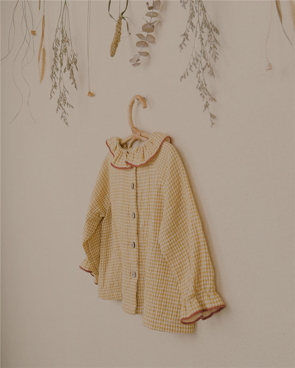 9M–6Y Gingham Ruffle Collar Long Sleeve Top | Adjustable Detail and Comfortable Fit