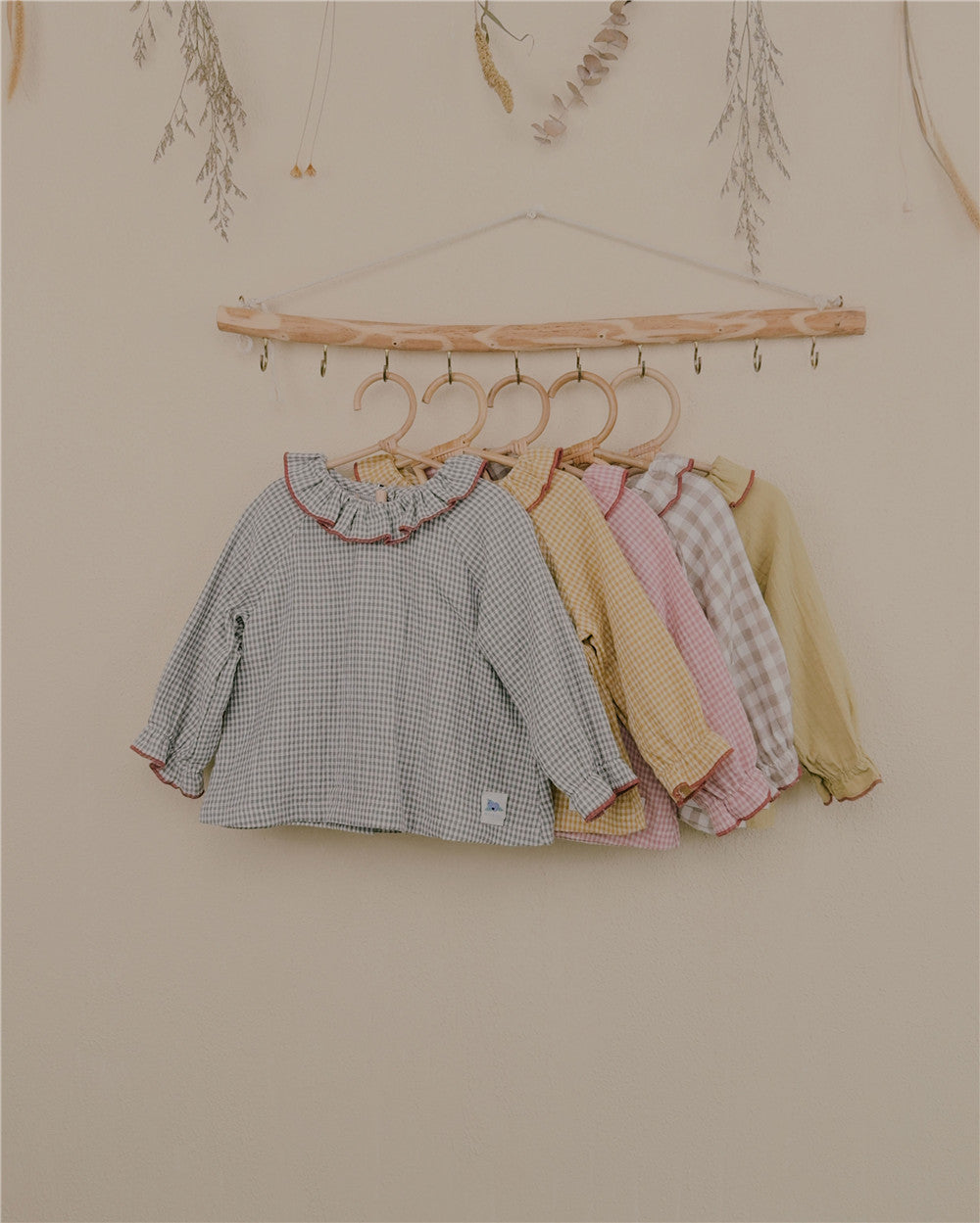 9M–6Y Gingham Ruffle Collar Long Sleeve Top | Adjustable Detail and Comfortable Fit