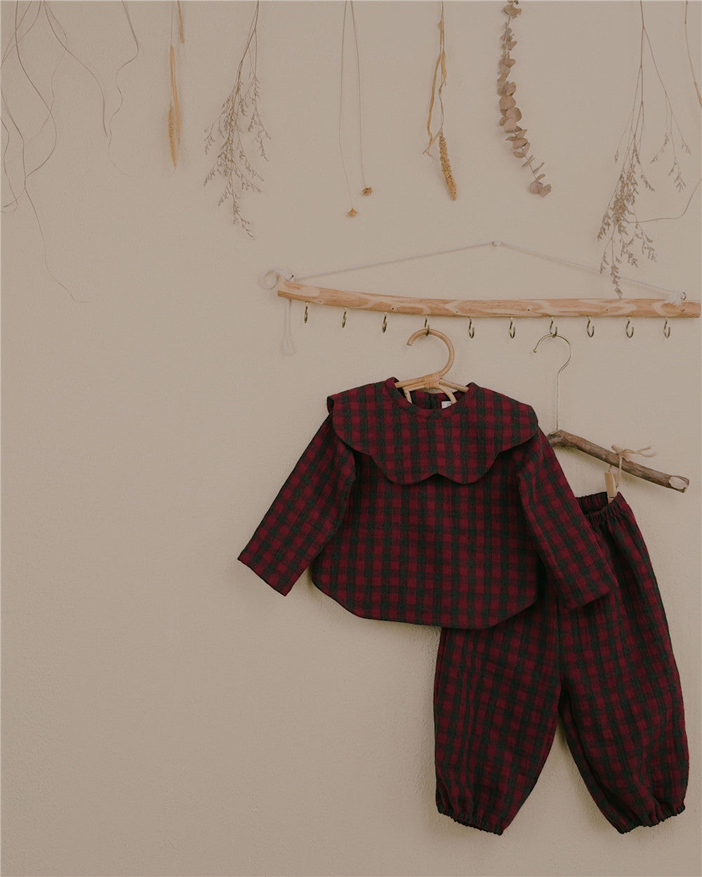 9M–6Y Christmas Collection Gingham Cotton Gauze Top | Classic Curved Hem Baby & Toddler Shirt