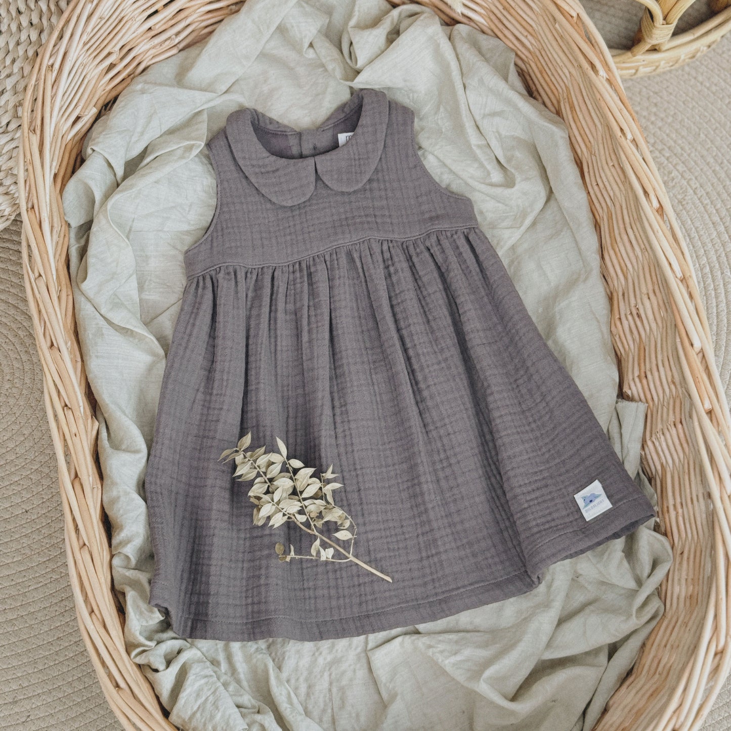 9M-6Y  Sleeveless Cotton Gauze Dress | Peter Pan Collar Baby & Girl Dress