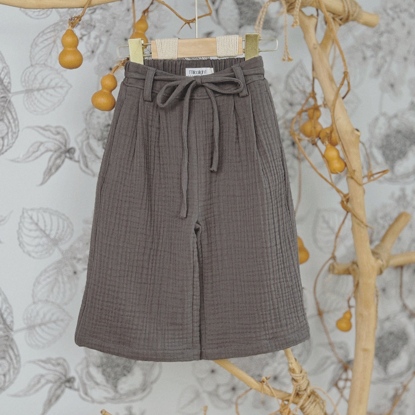 12M–6Y Kids’ Stylish Gauze Pants | Elastic Back + Tie Waist