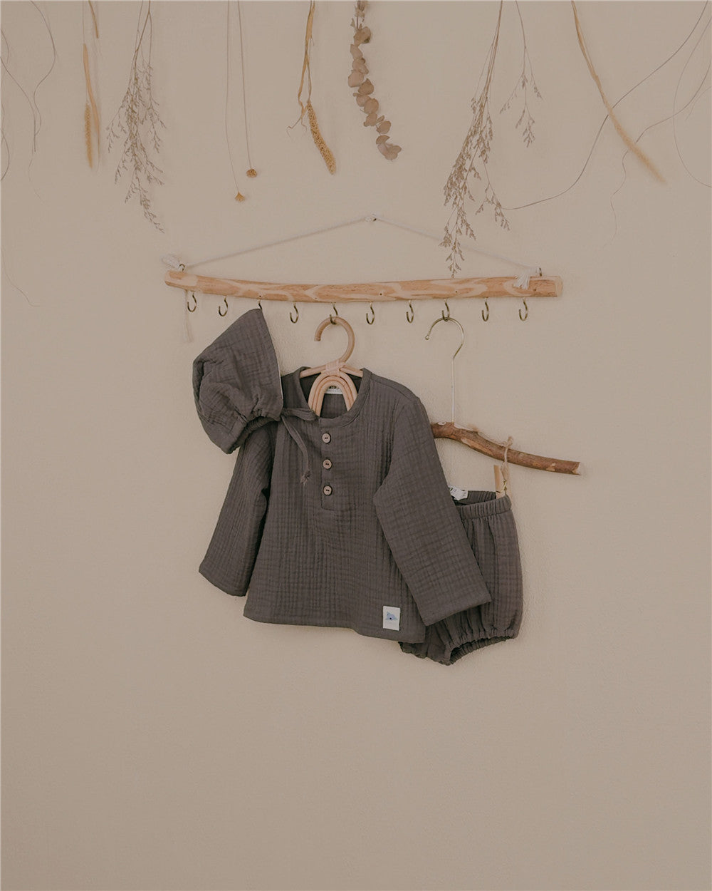 9M-6Y Baby & Toddler Boys Solid Triple Gauze Cotton Henley Top | Soft Breathable Long Sleeve Shirt